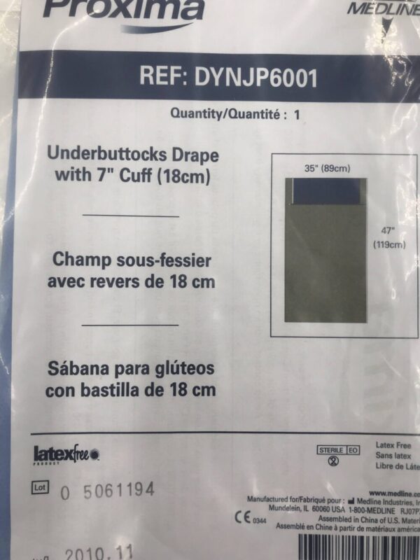 Medline DYNJP6001 Underbuttocks Drape with 7" Cuff 35" x 47"