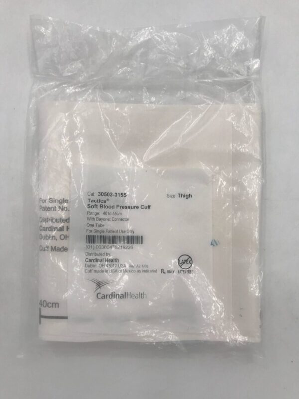 Cardinal Health 30503-315S Tactics Soft Blood Pressure Cuff Range 40 to 55cm with Bayonet Connector One Tube Size Thigh