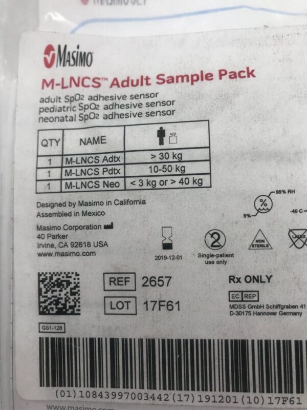 Masimo 2657 M-LNCS Adult Sample Pack Adult SpO2 Sensor, Pediatric SpO2 Sensor, Neonatal SpO2 Sensor (X)