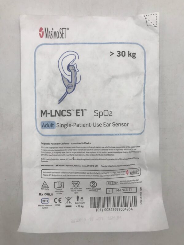 Masimo 2919 M-LNCS E1 SpO2 Adult Single-Patient-Use Ear Sensor >30kg (X)