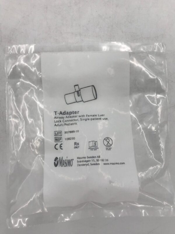 Masimo 108250 T-Adapter Airway Adapter with Female Luer Lock Connector
