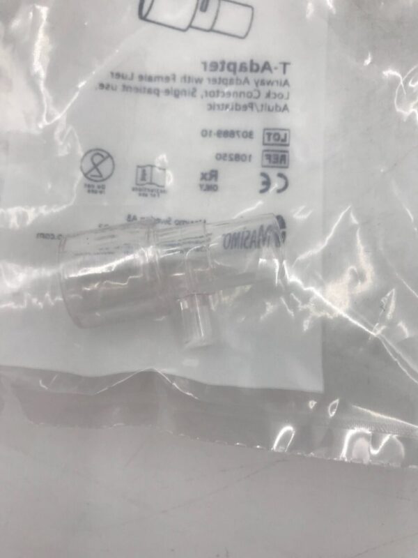 Masimo 108250 T-Adapter Airway Adapter with Female Luer Lock Connector