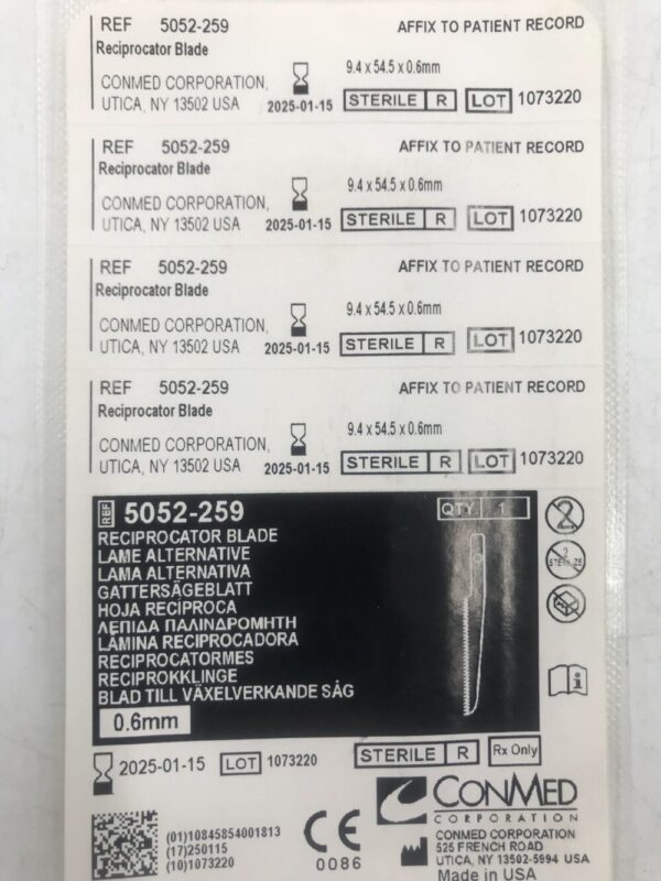 ConMed 5052-259 Reciprocator Blade 9.4 x 54.5 x 0.6mm (X)