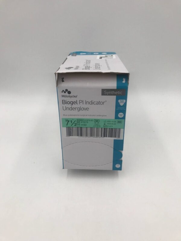 Molnlycke 41675 Biogel PI Indicator Underglove Blue Polyisoprene Surgical Indicator Gloves Size 7.5 (50/Box)