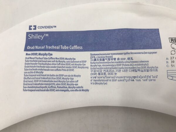 Covidien 86235 Shiley Oral/Nasal Tracheal Tube Cuffless Non Dehp Murphy Eye 3.5mm=I.D. 4.9mm=O.D.
