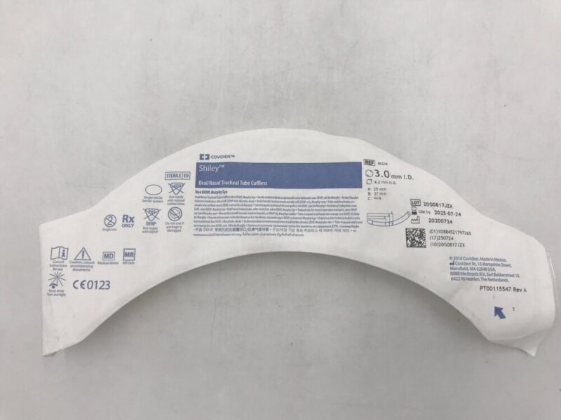 SCRATCH❗️ Covidien 86234 Shiley Oral/Nasal Tracheal Tube Cuffless Non DEHP
