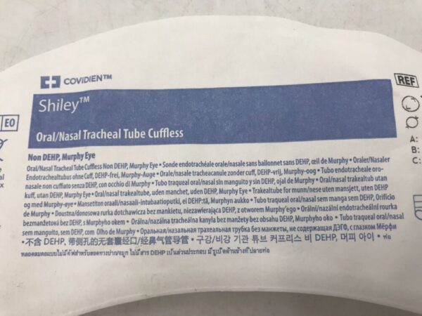 Covidien 86234 Shiley Oral/Nasal Tracheal Tube Cuffless Non DEHP Murphy Eye 3.0mm=I.D. 4.2mm=O.D.