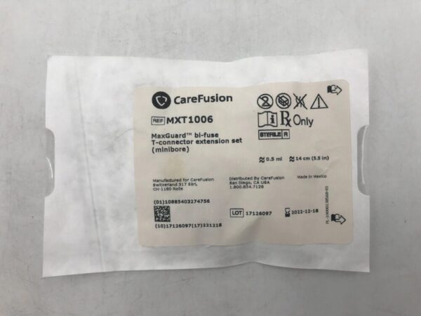 CareFusion MXT1006 MaxGuard Bi-Fuse T-Connector Extension Set 14cm x 0.5ml (X)