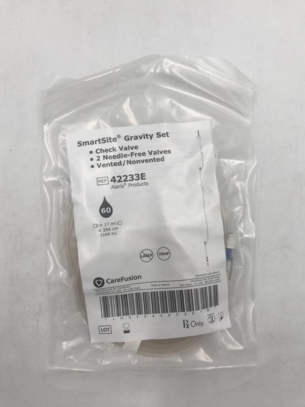 CareFusion 42233E SmartSite Gravity Set Check Valves 2 Needle-Free Valves Vented/Nonvented 60 Drop (X)