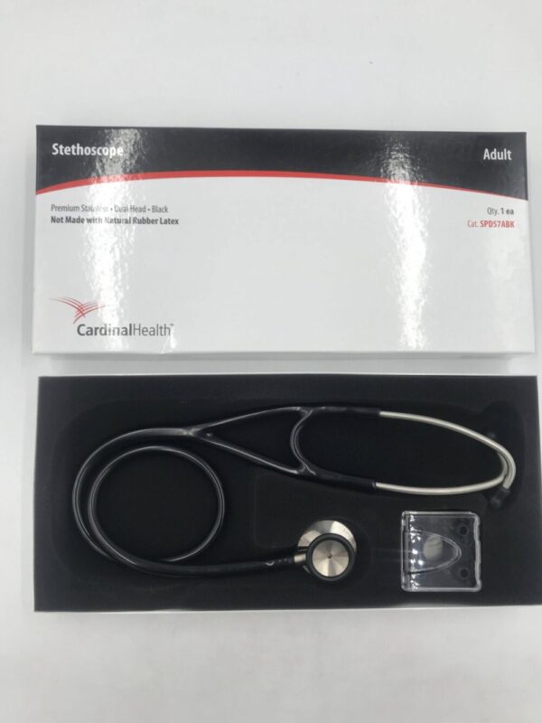CARDINAL HEALTH SPD57ABK Premium Stainless, Dual Head, Black Stethoscope