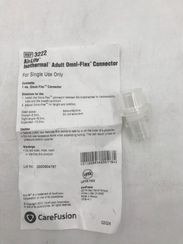 CareFusion 3222 AirLife Isothermal Adult Omni-Flex Connector
