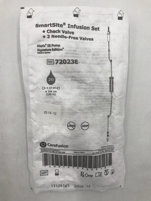 CareFusion 72023E Alaris SE Pump Signature Edition SmartSite Infusion Set Check Valve 2 Needle-Free Valves 20 Drop (X)