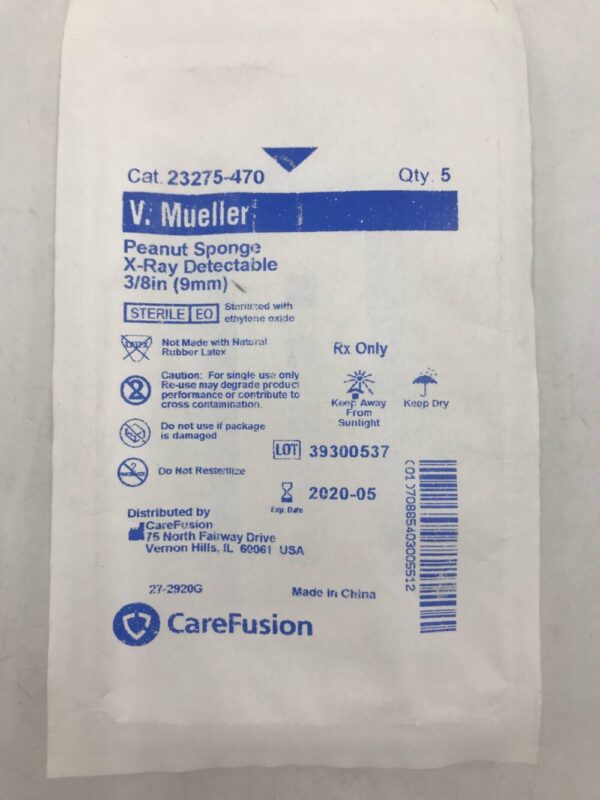 CareFusion 23275-470 V. Mueller Peanut Sponge X-Ray Detectable 3/8in (9mm) (X)