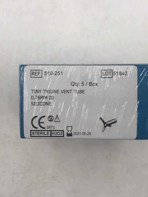 Grace Medical 510-251 Tiny Triune Vent Tube 0.76mm I.D. Silicone (5/Box) (X)
