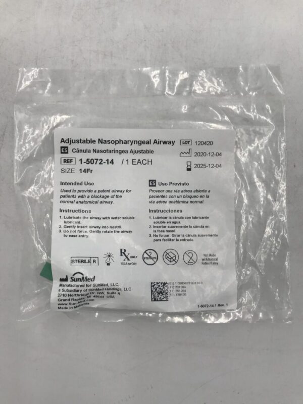 SunMed 1-5072-14 Adjustable Nasopharyngeal Airway 14Fr