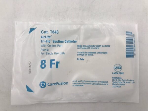 CareFusion T64C CardinalHealth/Allegiance AirLife Tri-Flo Suction Catheter with Control Port 8F