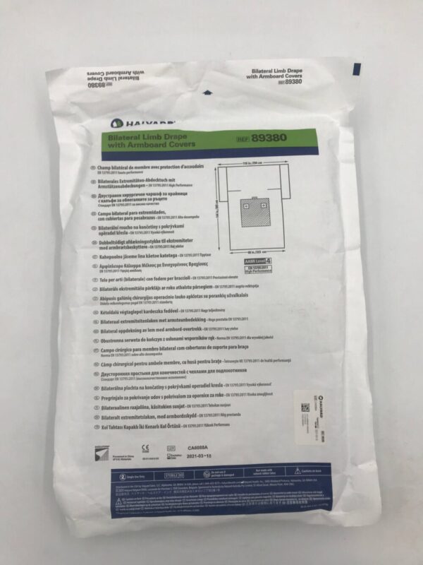 HALYARD 89380 Bilateral Limb Drape w/ Armboard Covers AAMI Level 4, 144in x 116in(X)