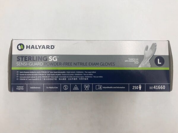HALYARD 41660 Sterling SG Sensi-Guard Powder Free Nitrile Exam Gloves Large (250/Box)