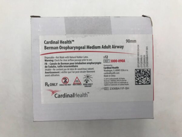 CARDINAL HEALTH 3000-090A Berman Oropharyngeal Medium Adult Airway 90mm (12/Box)
