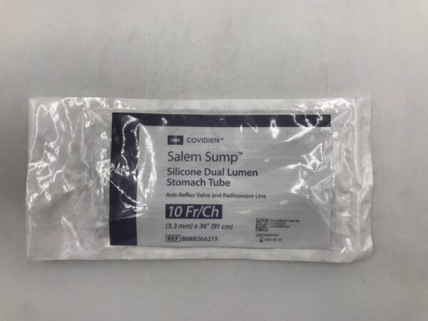 Covidien 8888266213 Salem Sump Silicone Dual Lumen Stomach Tube 10 Fr/Ch x 36"