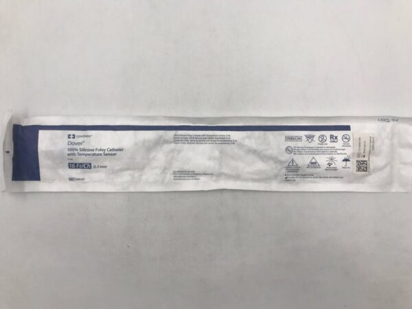 Covidien 50516T Dover 100% Silicone Foley Catheter with Temperature Sensor 5mL 16Fr/Ch (5.3mm) (X)
