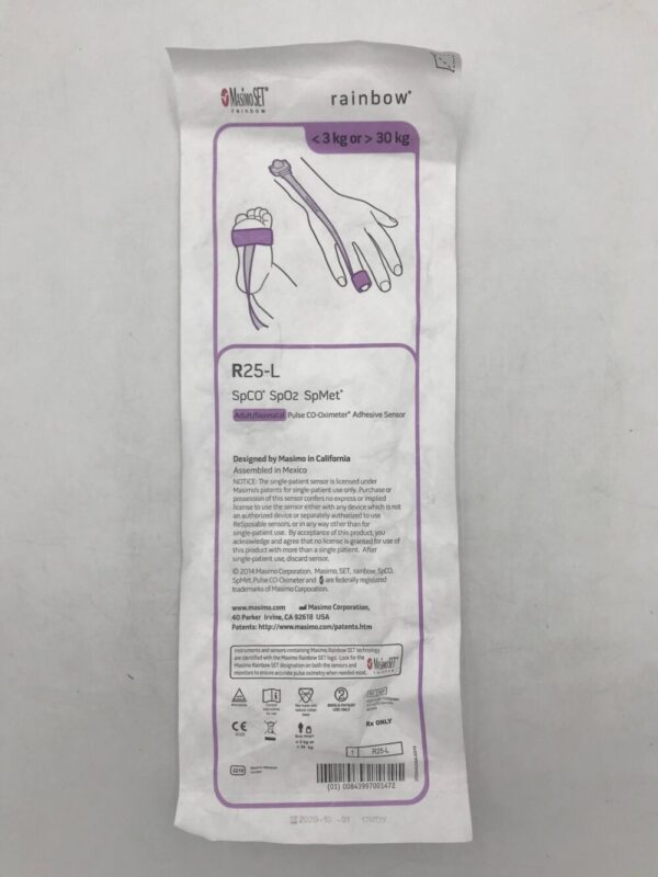 MASIMO 2219 Rainbow R25-L SpCO SpO2 SpMet Adult/Neonatal Pulse CO-Oximeter Adhesive Sensor ReSposable <3kg or >30kg(X)
