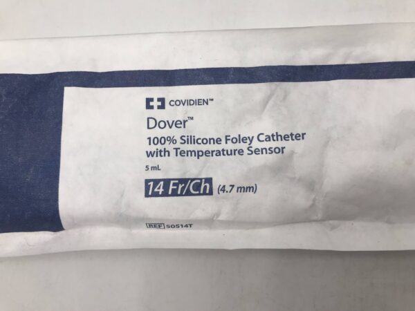 Covidien 50514T 100% Silicone Foley Catheter with Temperature Sensor 5mL 14Fr/Ch (4.7mm) (X)