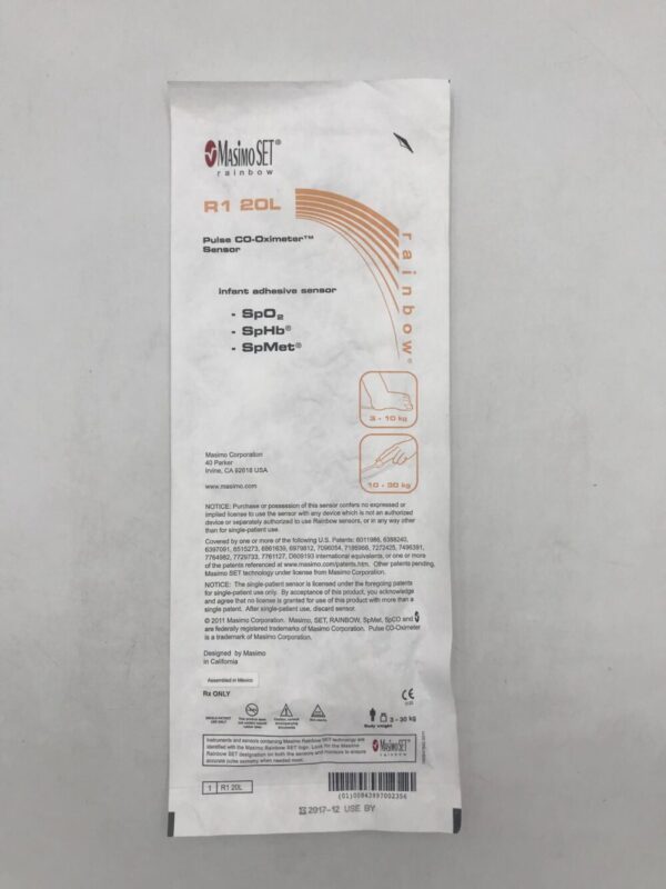 MASIMO R1 20L Rainbow Pulse CO-Oximeter Sensor Infant Adhesive Sensor 3-30kg (X)