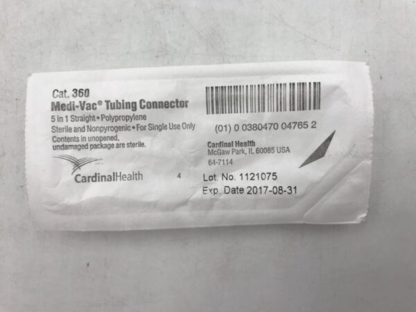 Cardinal Health 360 Medi-Vac Tubing Connector 5 in 1 Straight (X)