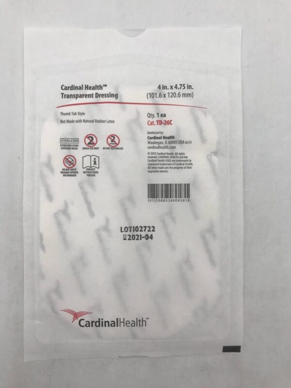 Cardinal Health TD-26C Transparent Dressing 4in x 4.75in (101.6 x 120.6mm) (X)