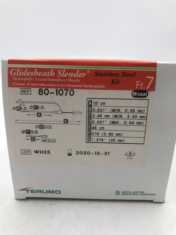 Terumo 80-1070 Glidesheath Slender Hydrophilic Coated Introducer Sheath 7Fr. (5/Box) (X)