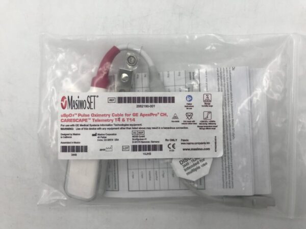 Masimo 2062190-001 uSpO2 Pulse Oximetry Cable for GE ApexPro