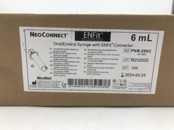 NeoMed PNM-S6NC NeoConnect Oral/Enteral Syringe w/ ENFit Connector 6mL (200/Case)(X)