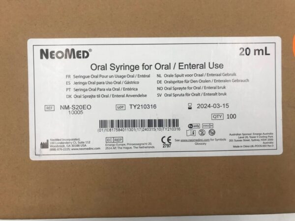 NEOMED NM-S20EO Oral Syringe For Oral/Enteral Use, 20mL (100/Case)(X)