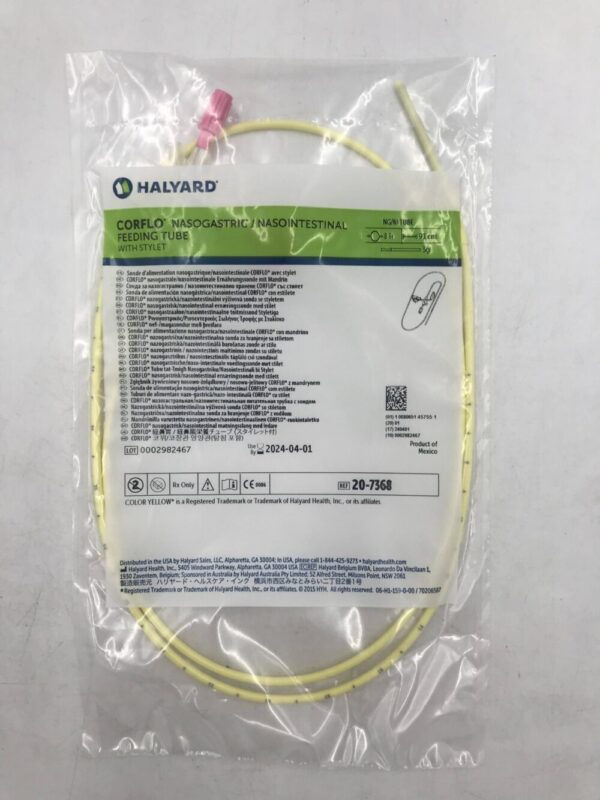 HALYARD 20-7368 Corflo Nasogastric / Nasointestinal Feeding Tube w/ Stylet 8F(X)
