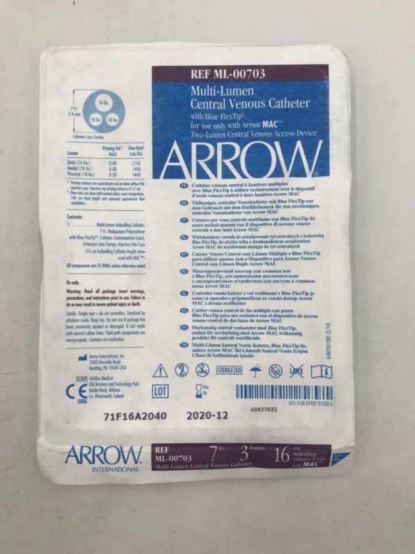 ARROW ML-00703 Multi-Lumen Central Venous Catheter 7F x 16cm(X)