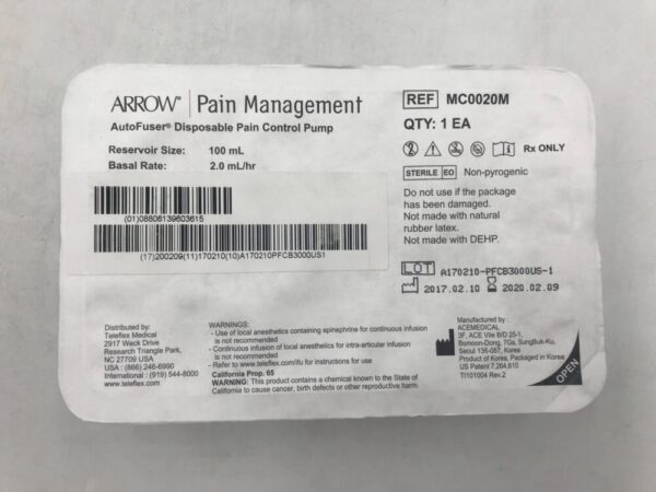 ACE MEDICAL MC0020M AutoFuser Disposable Pain Control Pump 100mL x 2mL/hr(X)