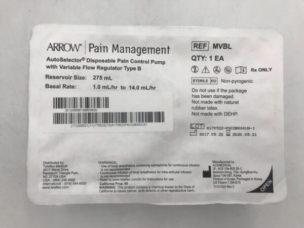 ACE MEDICAL MVBL AutoSelector Disposable Pain Control Pump 275mL Basal Rate: 1mL/hr to 14mL/hr(X)