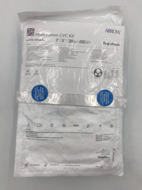 ARROW CDC-15703-1A Multi-Lumen CVC Kit Ergo Pack 7F x 20cm x .032in(X)
