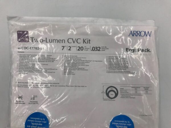 ARROW CDC-17702-1A Two-Lumen CVC Kit, ErgoPack 7F x 20cm x .032in(X)