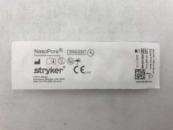 STRYKER 5400-030-008 NasoPore Fragmentable Nasal Dressing, Extra Firm 8cm(X)
