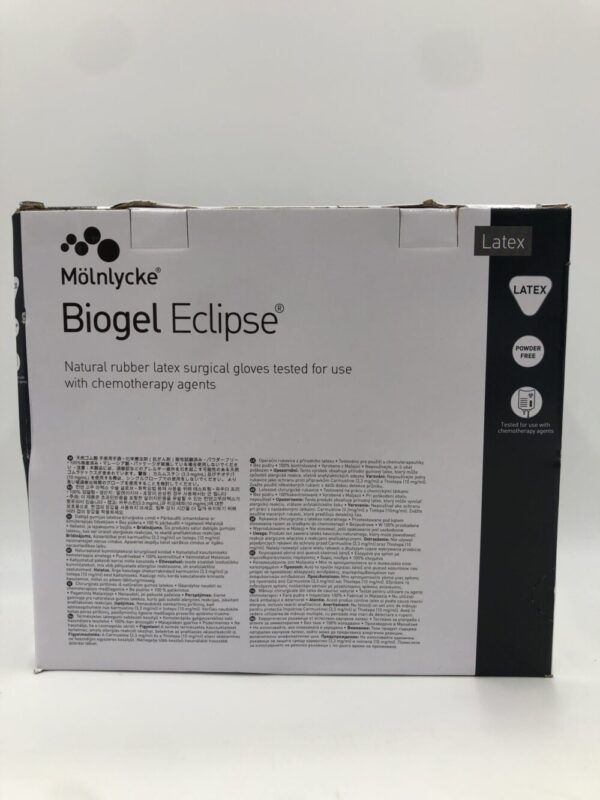 Molnlycke 75260 Biogel Eclipse Natural Rubber Latex Surgical Gloves Tested For Use with Chemotherapy Agents Size 6 (50/Box)