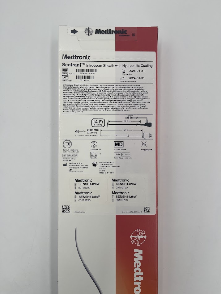 Medtronic SENSH1428W Sentrant Introducer Sheath with Hydrophilic Coating 14Fr (X) - Image 2