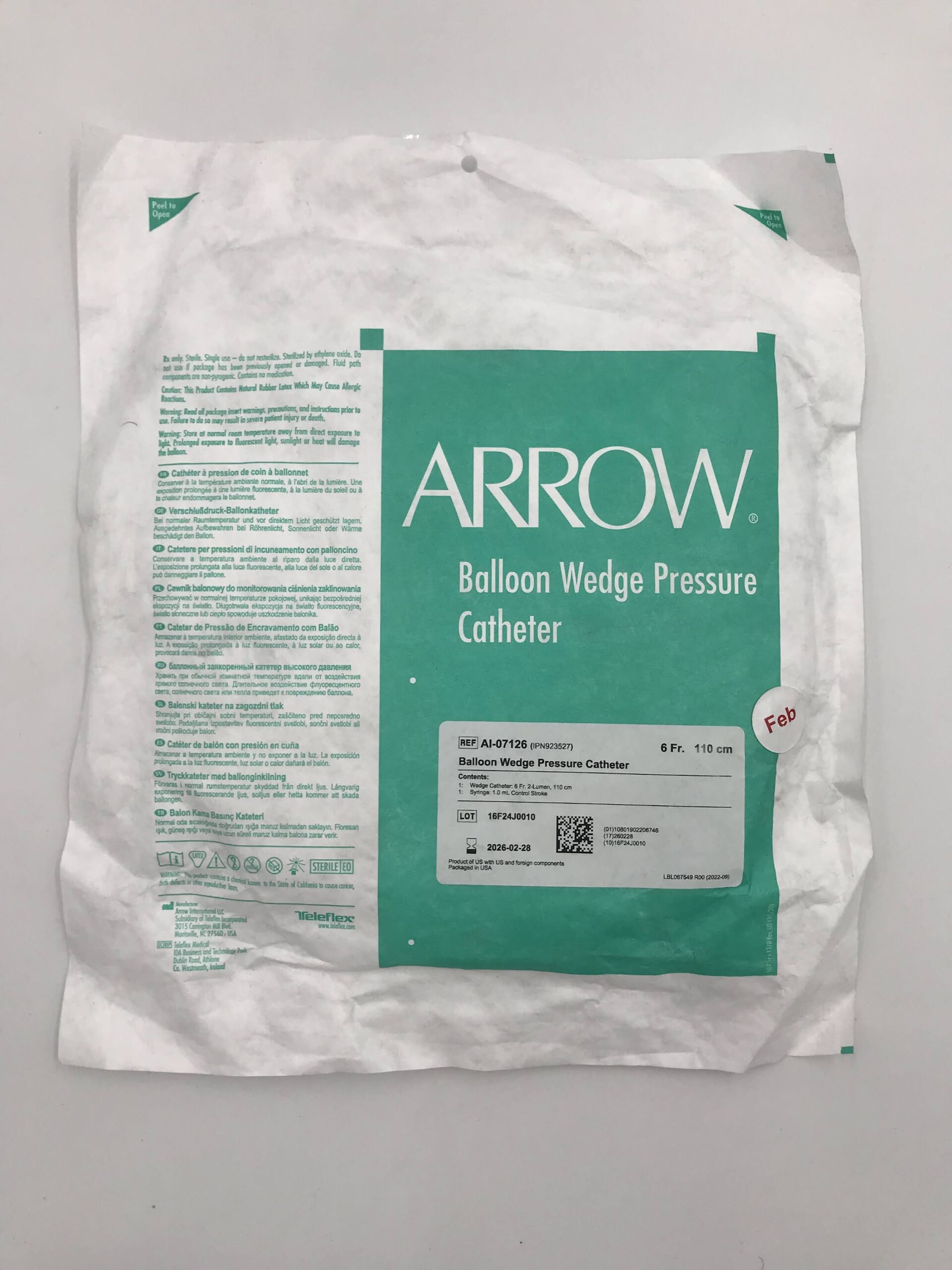 ARROW AI-07126 Balloon Wedge Pressure Catheter 6F x 110cm (X)