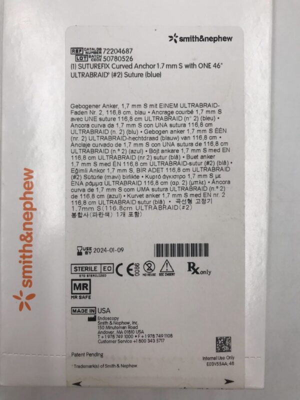 Smith&Nephew 72204687 Suturefix Curved Anchor 1.7mm  (X)