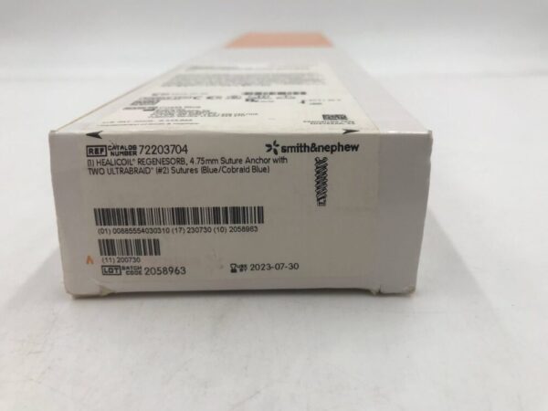 Smith&Nephew 72203704 Healicoil Regenesorb 4.75mm Suture Anchor with Two Ultrabraid #2 Sutures Blue/Corbraid Blue (X)