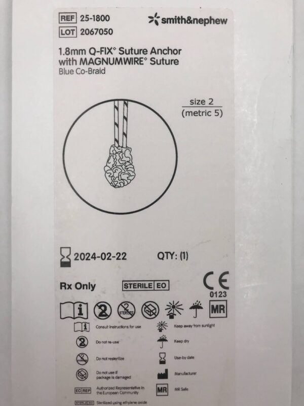 Smith&Nephew 25-1800 1.8mm Q-Fix Suture Anchor Size 2 (metric 5) (X)