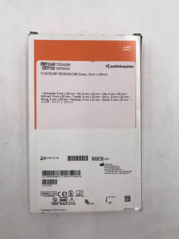Smith&Nephew 72204389 Biosure Regenesorb Screw 5mm x 20mm (X)