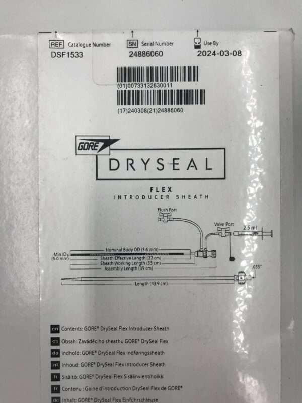 Gore DSF1533 DrySeal Flex Introducer Sheath 33cm 15Fr (X)