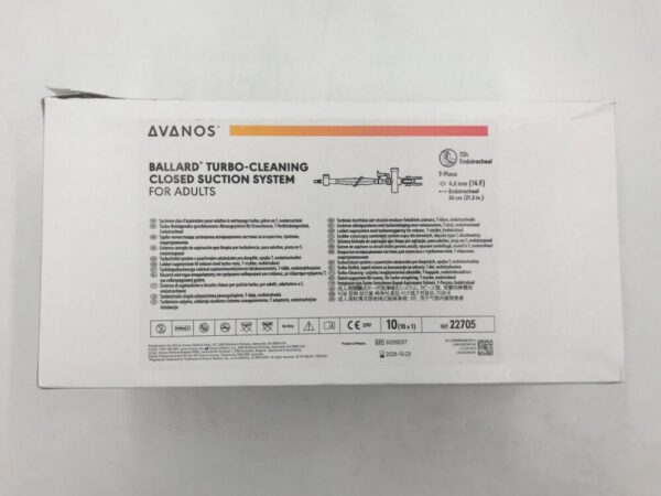 AVANOS 22705 Ballard Turbo-Cleaning Closed Suction System, Adults, Endotracheal, 14F (10/Box)